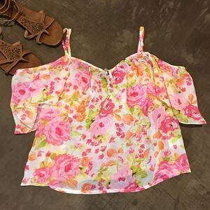 Pink Floral Blouse Women’s Small